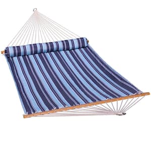 13 ft. Quilted Reversible Hammock in Blue Stripe with Matching Pillow