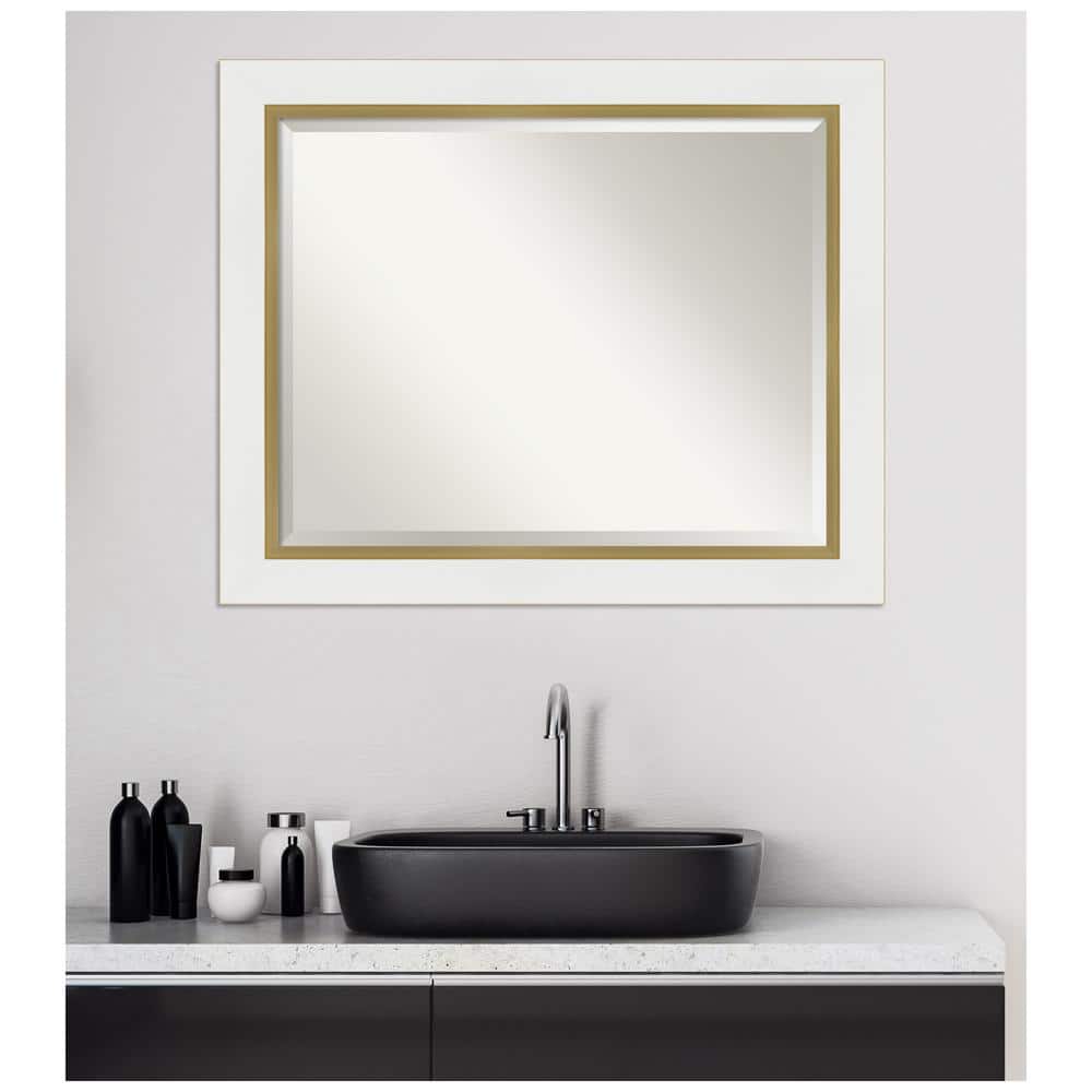 Eva White Gold Rectangular Wall Mirror with Polystyrene Frame