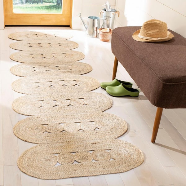 Natural Fiber Ivory 2 ft. x 10 ft. Woven Geometric Runner Rug