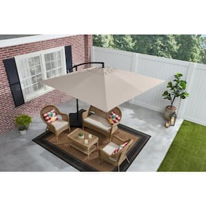 8 ft. Steel Cantilever Patio Umbrella in Riverbed Brown