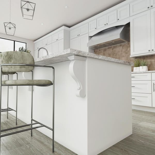 3.1 in. W x 5.9 in. D x 13 in. H in White Shaker Kitchen Cabinet Corbel