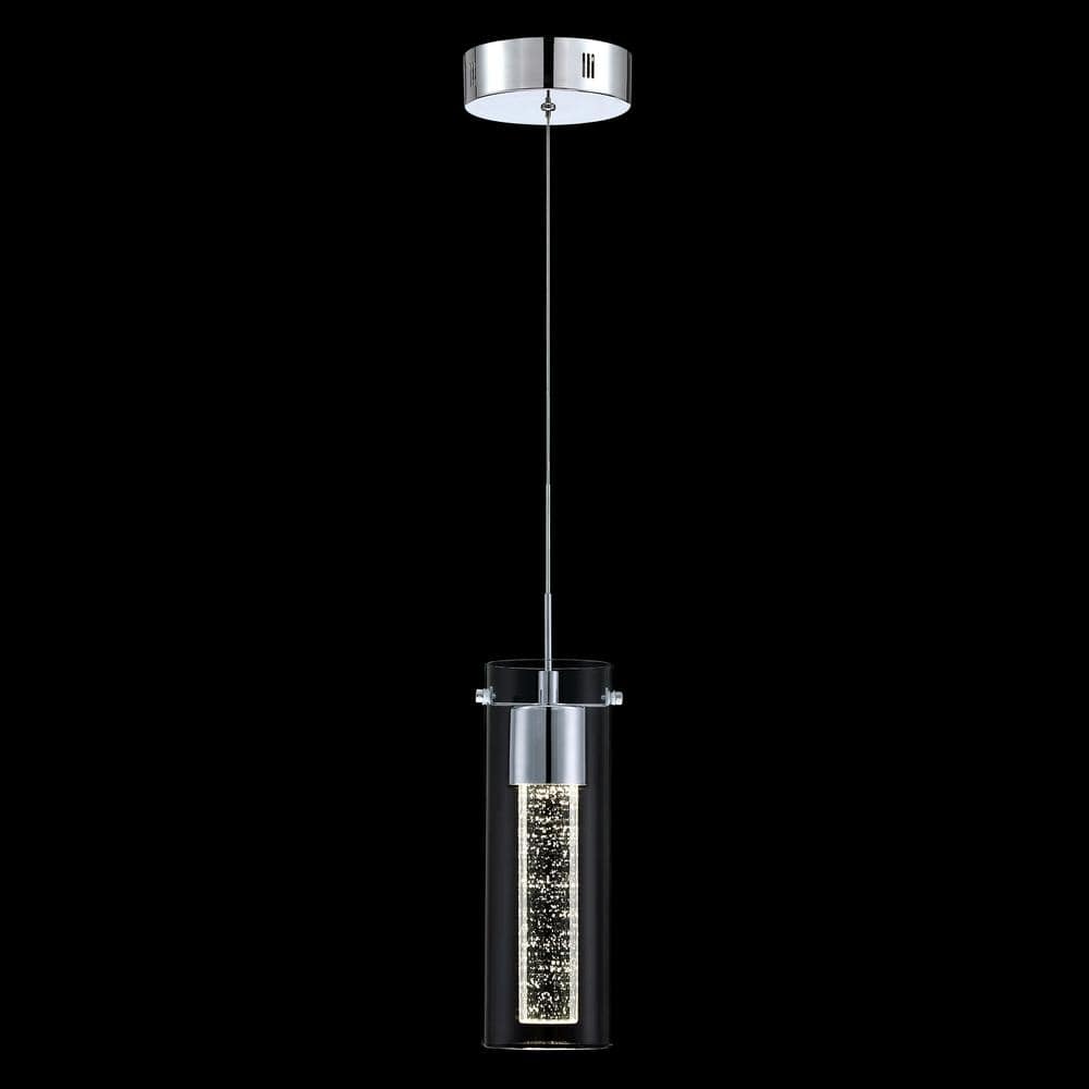 Pia Ricco 8-Watt Integrated LED Chrome Pendant with Crystal