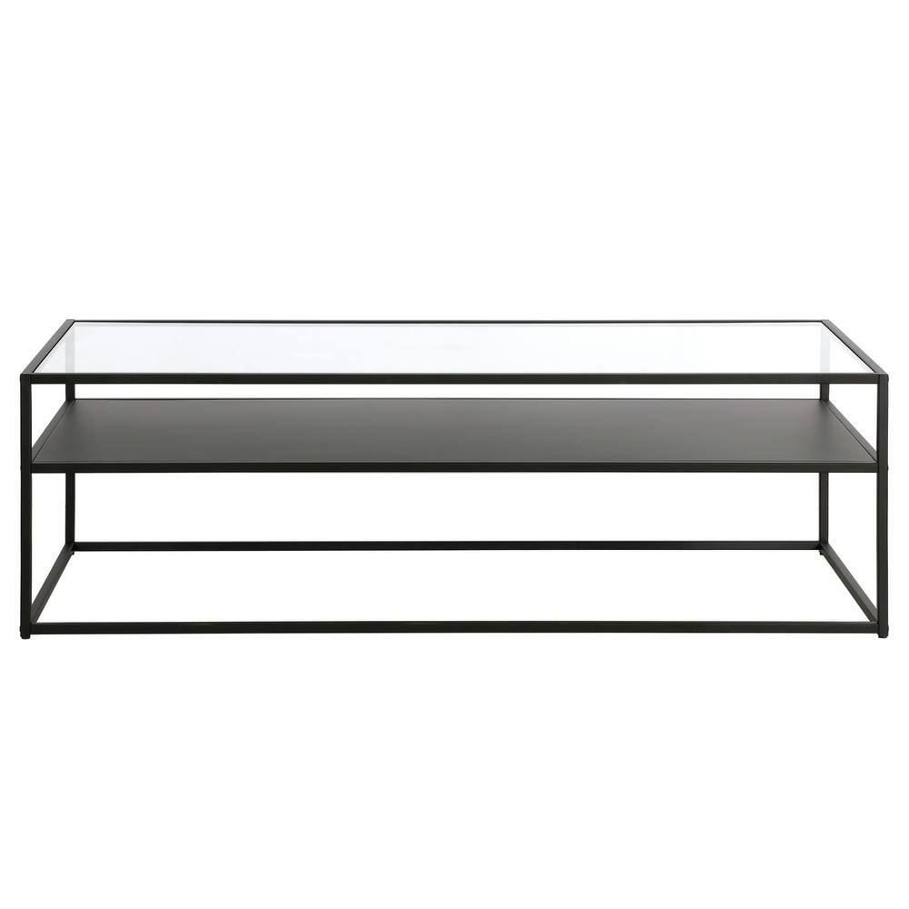 Ada 54'' Wide Blackened Bronze Rectangular Metal & Glass Coffee Table