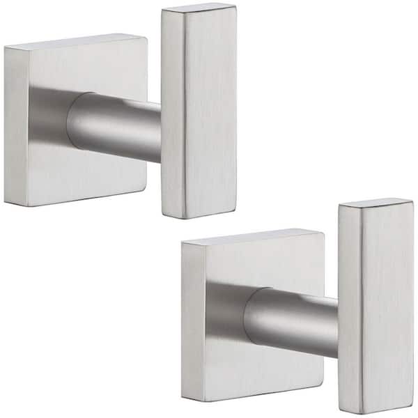 Modern Geometric Wall Mounted Towel Hook in Brushed Nickel, Durable Stainless Steel Bath Robe Holder 2 Pack knob
