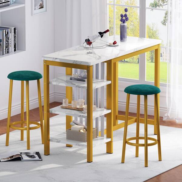 Faux Marble Marble Top Bar Table Set Mieres Askins Modern