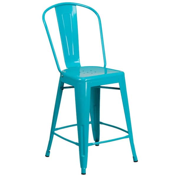 Flash Furniture 24 in. Crystal Blue Metal Bar Stool