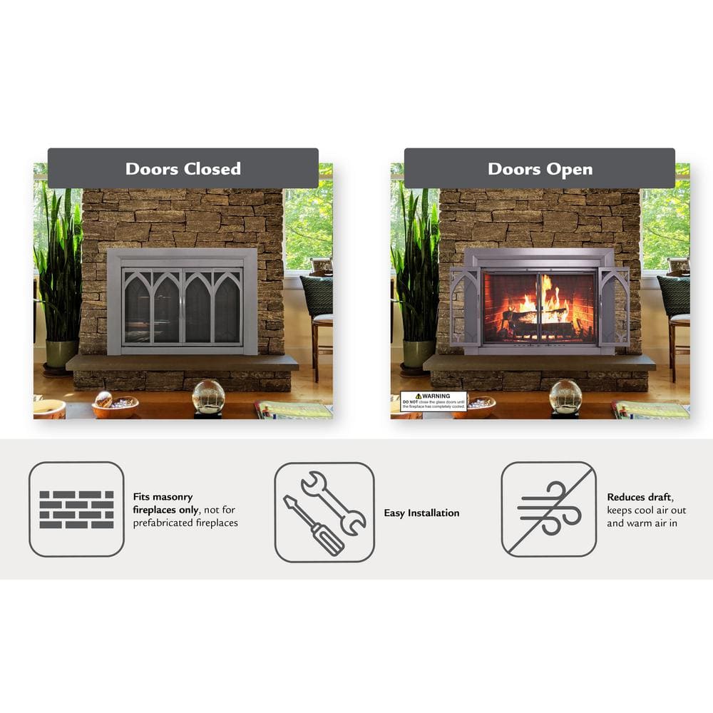 Collin Medium Gunmetal Glass Bifold Fireplace Doors