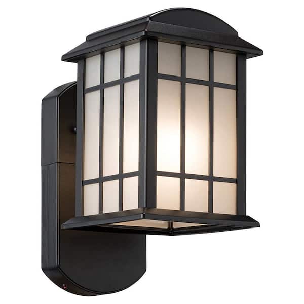 Maximus Smart Security Companion Textured Black Metal and Glass Outdoor Wall Lantern Sconce