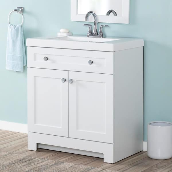Glacier Bay Everdean 31 in. Single Sink White Bath Vanity with White ...