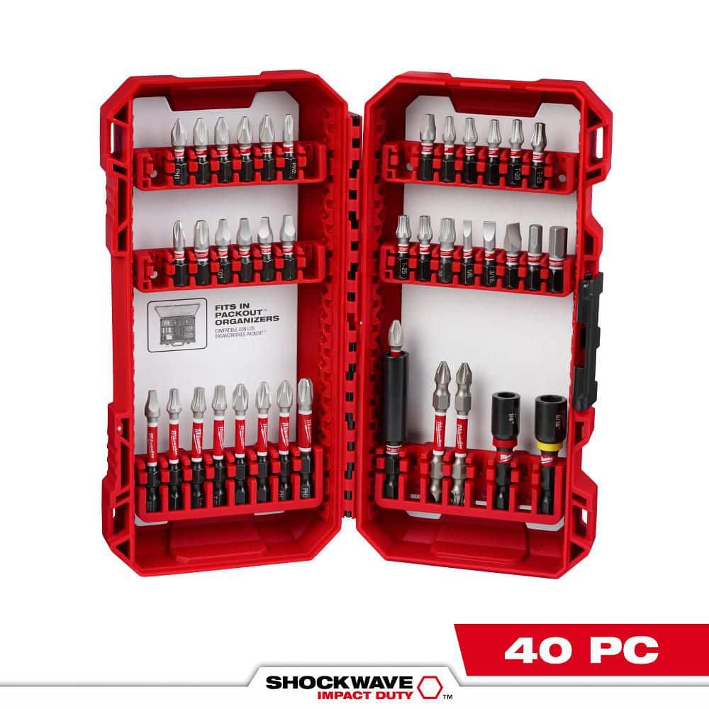 Milwaukee SHOCKWAVE Impact Duty Alloy Steel Screw Driver Drill Bit Set (40-Piece) 48-32-4022