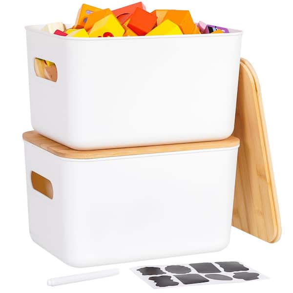 Afoxsos White 10.23 in. x 7.08 in. x 6.3 in. Plastic Storage Bins
