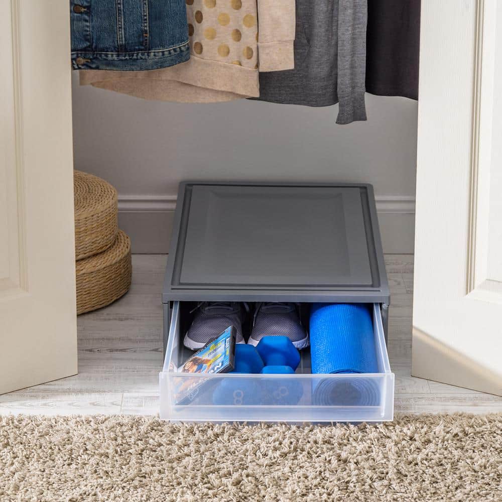 Gray Extra-Long Plastic Underbed Storage Container
