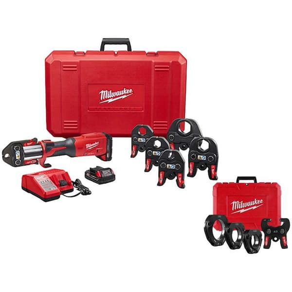 M18 18-Volt Lithium-Ion 1/2 in.-2 in. CTS Copper Press Tool Kit with 2-1/2 in. to 4 in. CTS Pivoting Press Ring Set