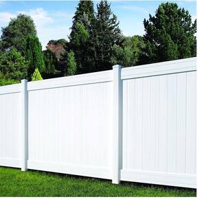 5 in. x 5 in. x 9 ft. White Vinyl Fairfax Privacy Fence Line Post