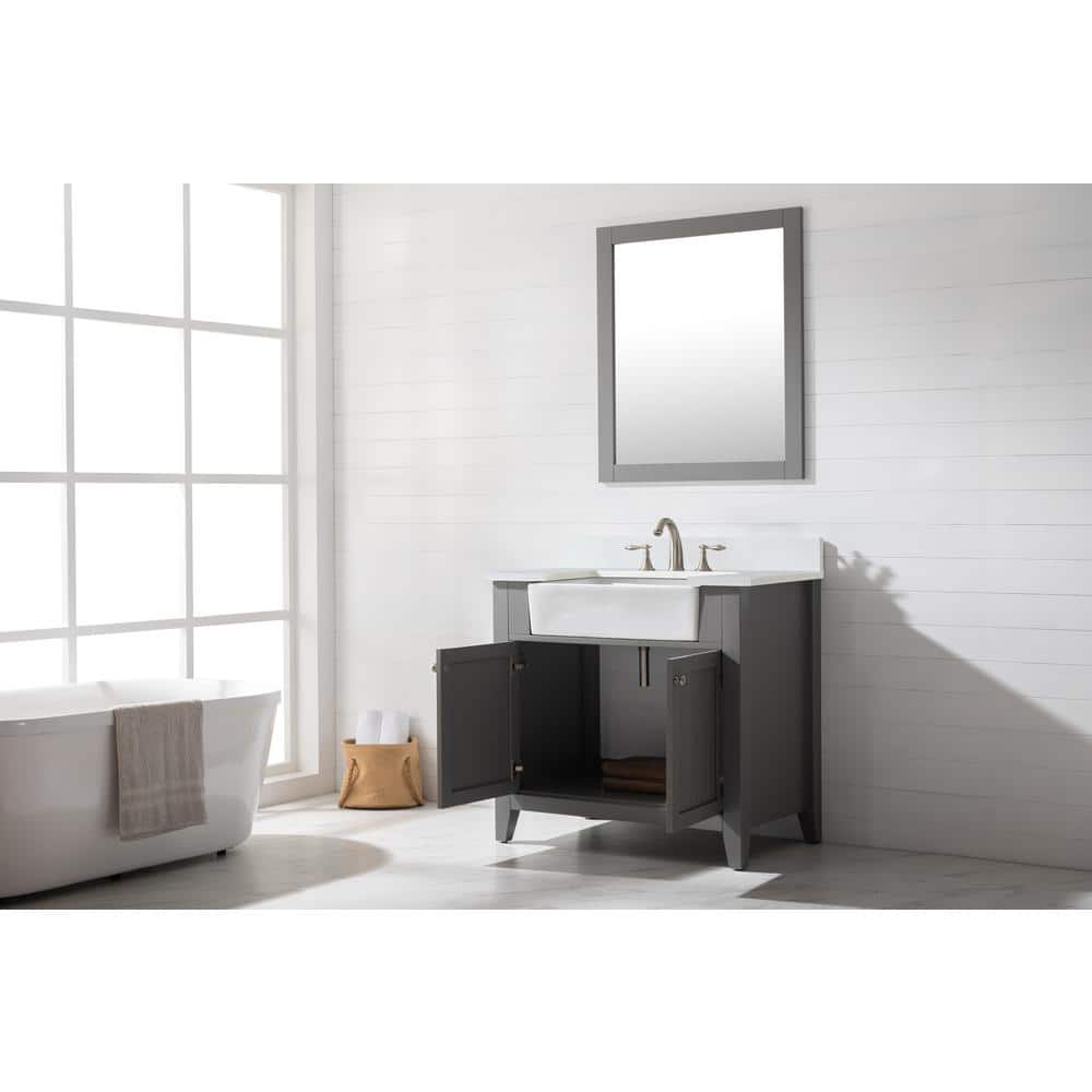 Burbank 36" Gray Birch Vanity with Carrara Marble Top