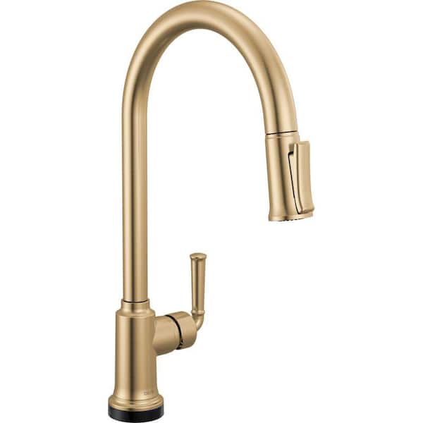 Tolmac Touch2O with Touchless Technology Single Handle Pull Down Sprayer Kitchen Faucet in Champagne Bronze