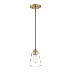 Westin 60-Watt 1-Light Brushed Gold Pendant with Clear Glass Shade