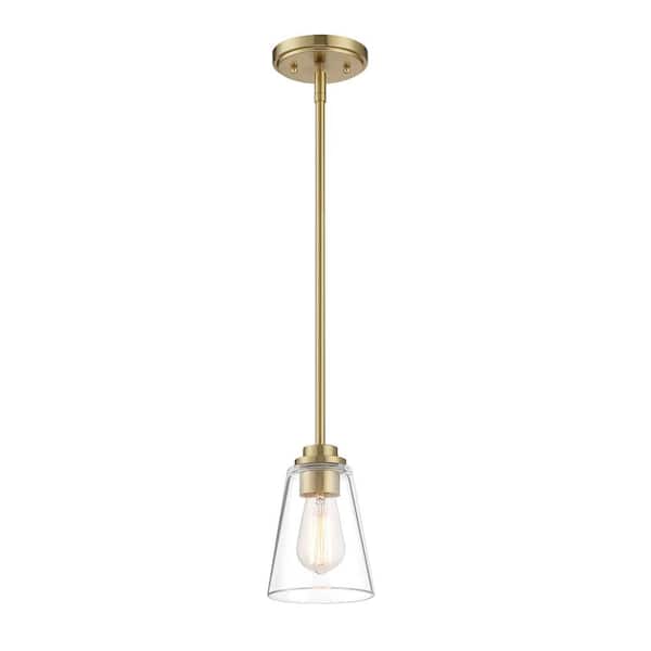 Designers Fountain Westin 60-Watt 1-Light Brushed Gold Pendant with Clear Glass Shade