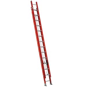 28 ft. Fiberglass Extension Ladder, 300 lbs. Load Capacity Type 1A Duty Rating, with Ladder Levelers