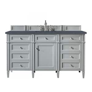 Brittany 60 in. W x 23.5 in.D x 34 in. H Single Vanity in Urban Gray with Quartz Top in Charcoal Soapstone