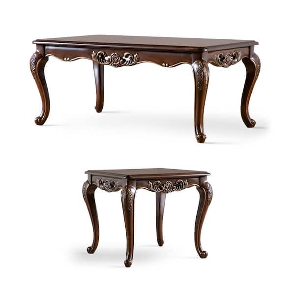 Jayce 48 in. Dark Cherry Rectangle Wood Coffee Table With 2 Pieces