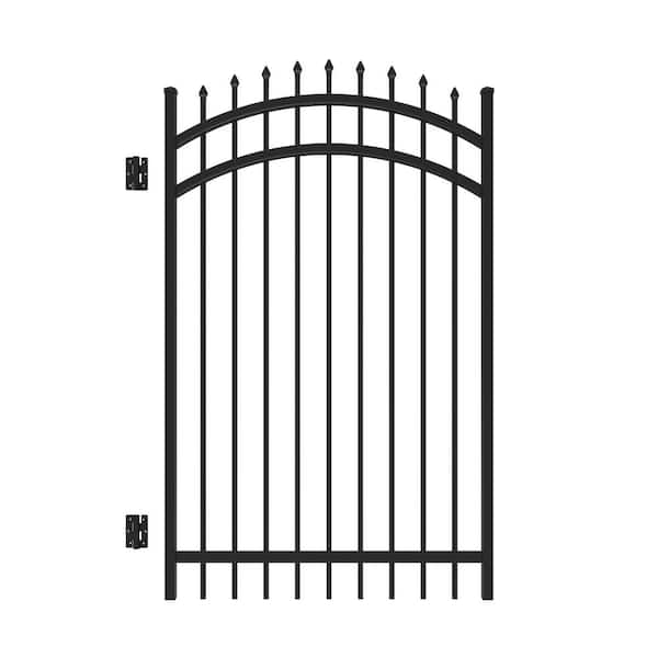 Cascade 6 ft. x 4 ft. Black Aluminum Heavy-Duty Arched Fence Gate