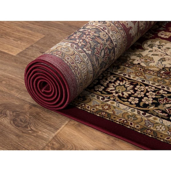 English Home Custom Size Runner Rug 40 inch Wide Dot Backing Damask Cut to  Size Rug Runner 2 x 40 in, 40 x 2 ft, Flower Red