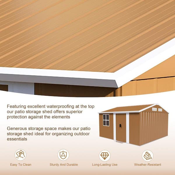 12ft. W x 10 ft. D Heavy-Duty Metal Garden Storage Shed with