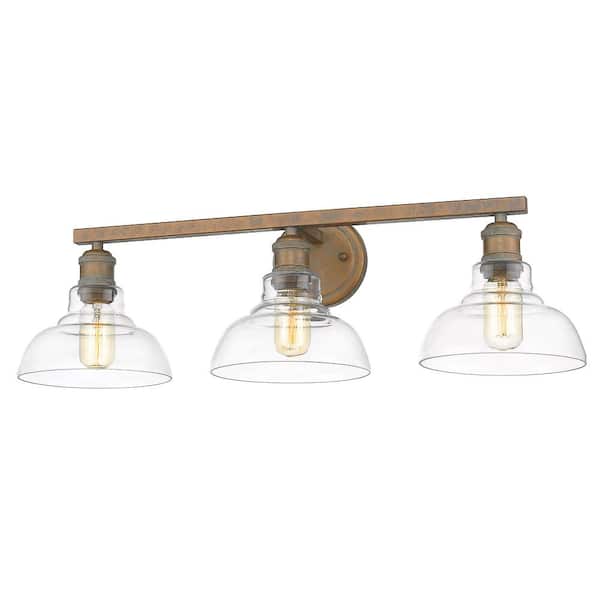 Golden Lighting Carver 27.5 in. 3-Light Copper Patina Vanity Light