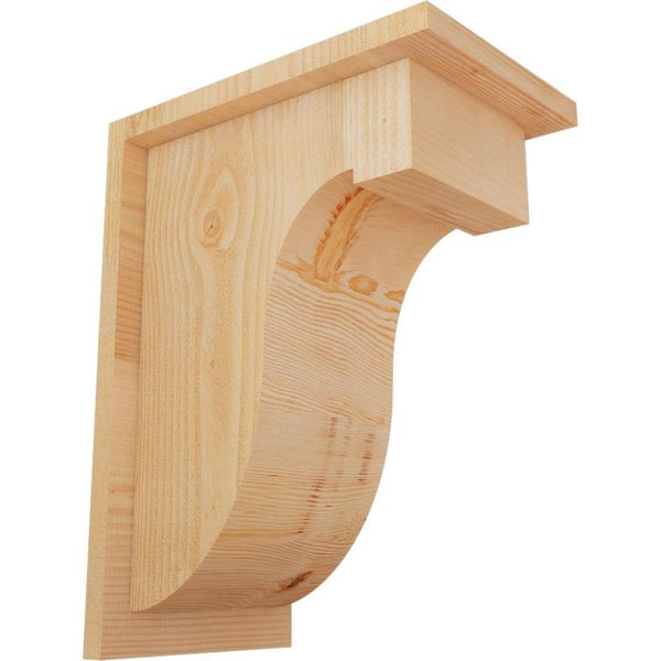Ekena Millwork 8 in. x 12 in. x 16 in. Douglas Fir Del Monte Rough Sawn Corbel with Backplate