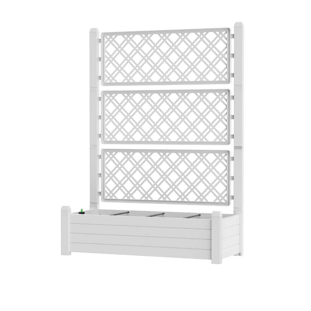 White Resin Rectangular Raised Garden Bed with Trellis and Drain Plug (43.43 in. L x 18.27 in. W x 59.29 in. H) price history on PriceWatchPro