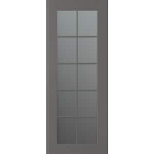 Vona 10 Lite 28 in. x 96 in. No Bore Solid Core Frosted Glass And Gray Matte Wood Composite Interior Door Slab