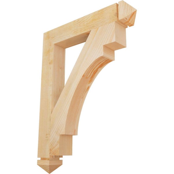 Ekena Millwork 4 in. x 34 in. x 26 in. Douglas Fir Merced Arts and Crafts Rough Sawn Bracket