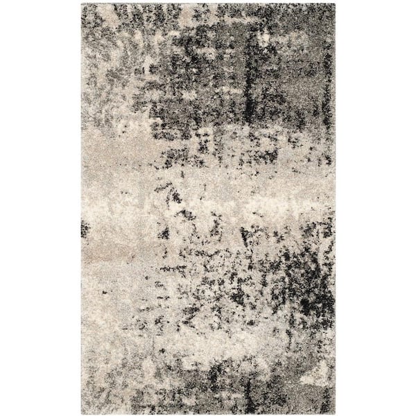 SAFAVIEH Retro Light Grey/Grey Doormat 3 ft. x 5 ft. Floral Area Rug