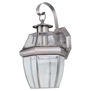 Lancaster Traditional 1-Light Antique Brushed Nickel Outdoor Wall Lantern Sconce