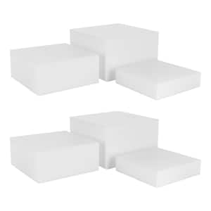 White 8 in. 9 in. 10 in. 3-Different Sizes Rectangular Display Stands with Hollow Bottoms (Set of 6)