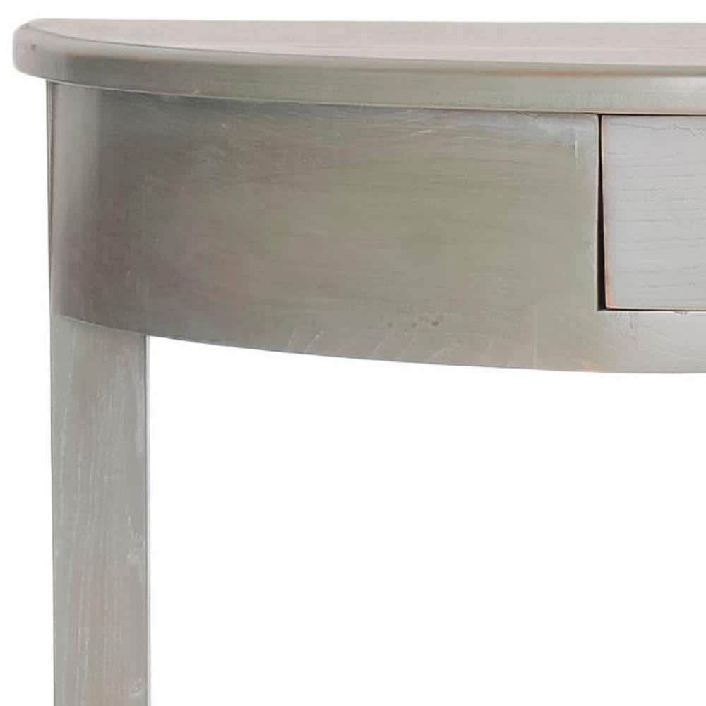 Transitional Demilune Gray Wood Console Table with Storage