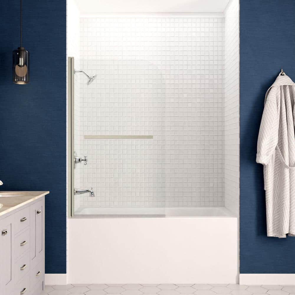 Myth 28" x 56" Frameless Brushed Nickel Tub Door