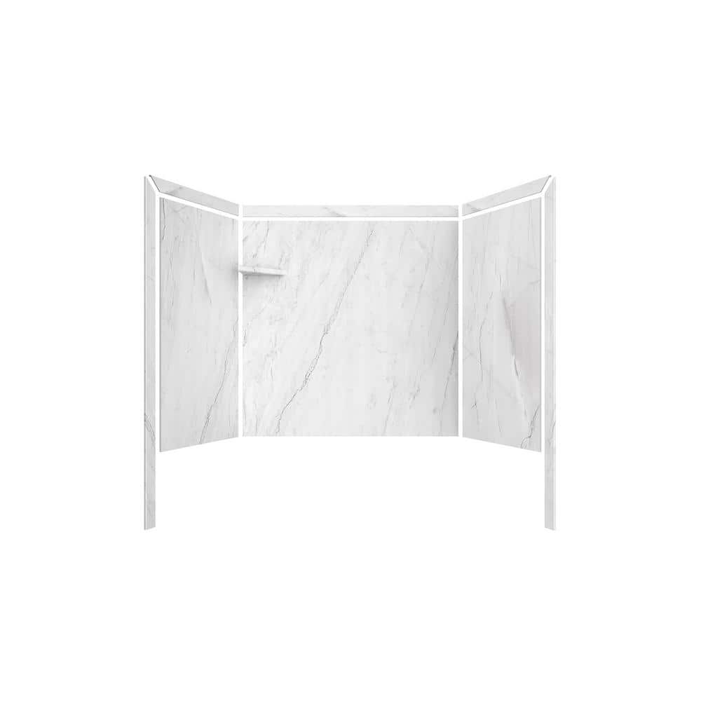 Oyster White Marble Finish Bathtub Surround Kit