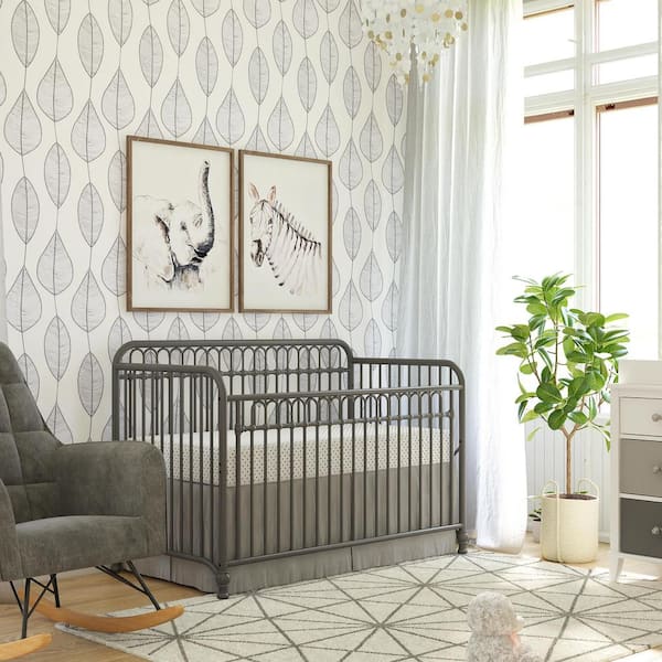 Raven Gray Metal 3-in-1 Convertible Crib