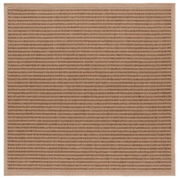 Atrium Sisal Beige 7 ft. x 7 ft. Modern Striped Indoor/Outdoor Square Area Rug