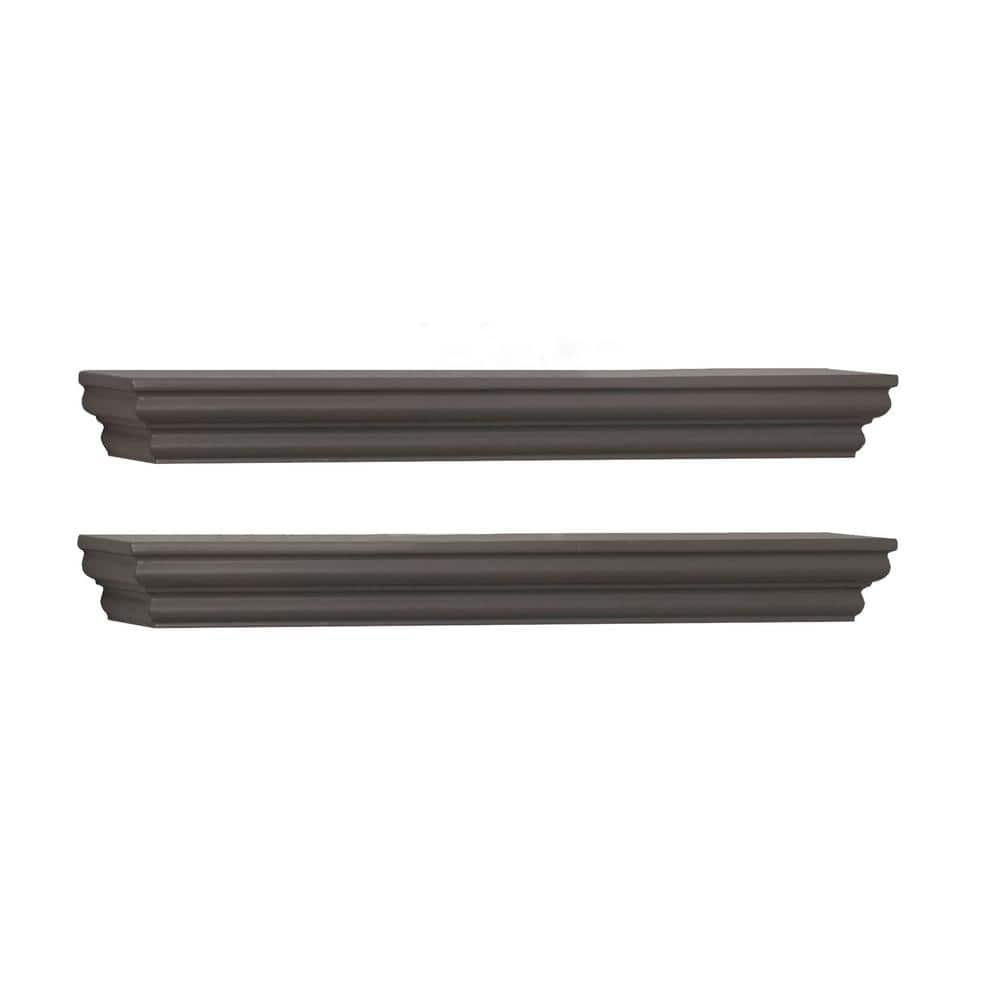 Gray Wooden Floating Wall Shelves Set of 2