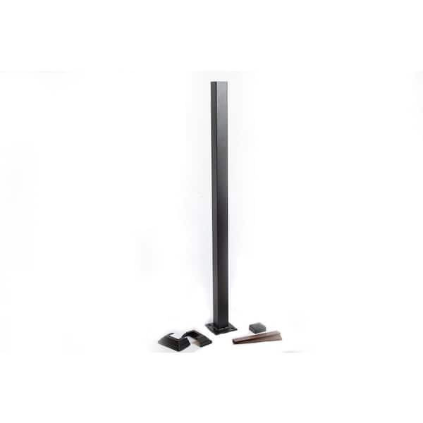 Pegatha Contemporary 1-7/8 in. x 1-7/8 in. x 43 in. Powder Coated Aluminum Welded Post Kit - Charcoal Gray Fine Texture