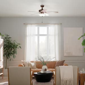 Renew Select 52 in. LED Indoor Oil Brushed Bronze Dual Mount Ceiling Fan with Pull Chain