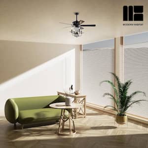 AuraSpark Blade Span 52 in. Indoor Crystal Black Farmhouse Ceiling Fan with No Bulbs Included with Remote Control