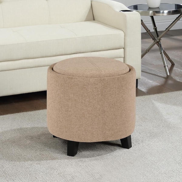 Convenience Concepts Designs4Comfort Oscar Tan Fabric Storage Ottoman with Reversible Tray