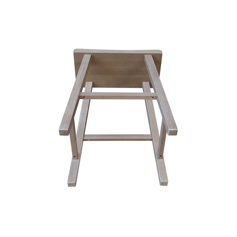 Washed Gray Taupe Solid Wood Saddle Style Counter Stool