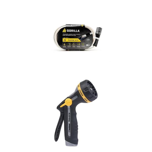 1/2 in. x 25 ft. Marine/RV Hose and Rear-Trigger 8-Pattern Adjustable Nozzle Combo