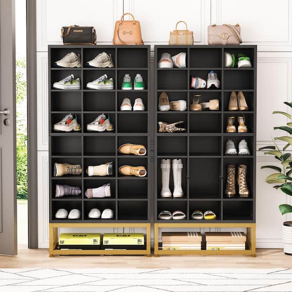 BYBLIGHT 55 in. H x 25 in. W Black 24-Pairs Shoe Storage Cabinet, 8-Tier Shoe  Rack BB-XK00061GX - The Home Depot