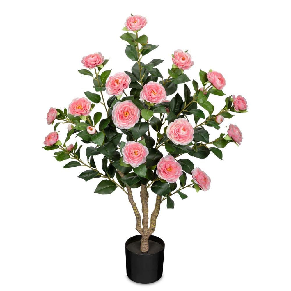 1-Pack 3 ft. Artificial Camellia Tree in Pot with Pink Flowers